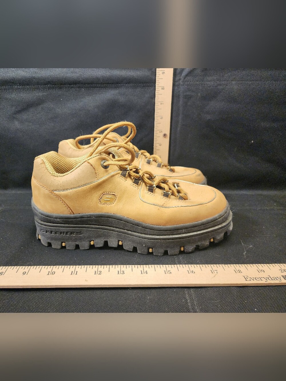 Vintage Sketcher Jammers Light Tan Leather Boots Women's 8.5 Chunky Soles Used